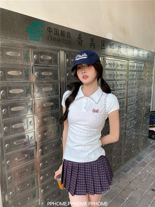 jacquard preppy polo top