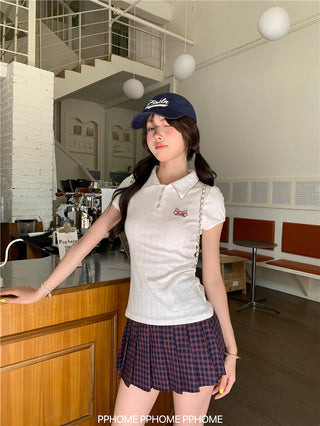 jacquard preppy polo top