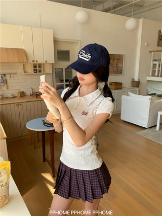 jacquard preppy polo top