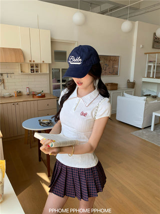 jacquard preppy polo top