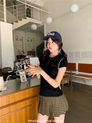 jacquard preppy polo top