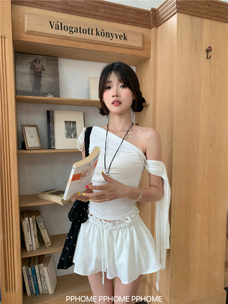 irregular shoulder tee top
