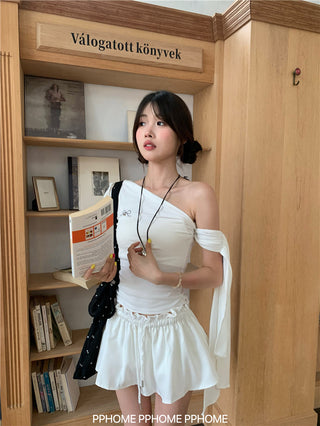 irregular shoulder tee top