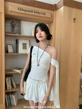 irregular shoulder tee top