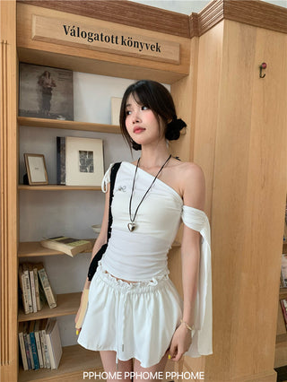 irregular shoulder tee top