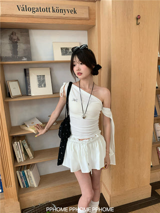 irregular shoulder tee top