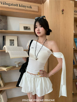 irregular shoulder tee top