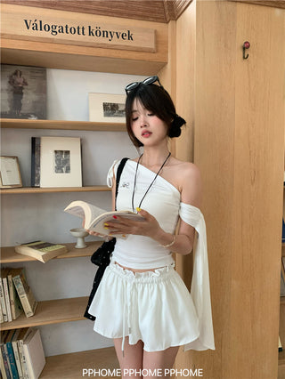 irregular shoulder tee top