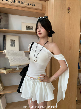irregular shoulder tee top