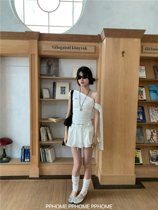 irregular shoulder tee top