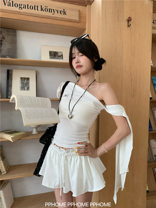 irregular shoulder tee top