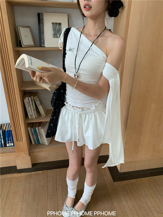 irregular shoulder tee top