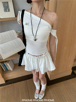irregular shoulder tee top