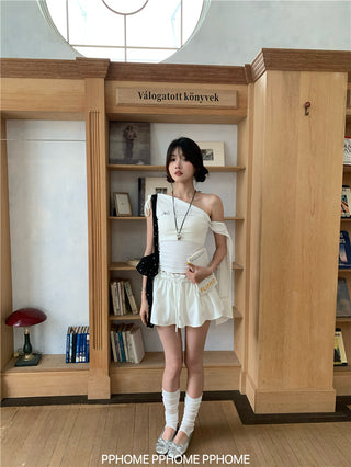 irregular shoulder tee top