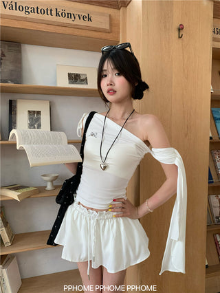 irregular shoulder tee top