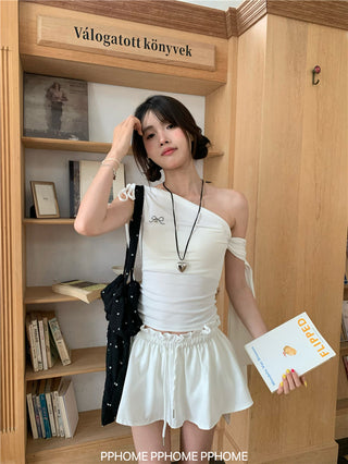 irregular shoulder tee top