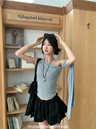 irregular shoulder tee top