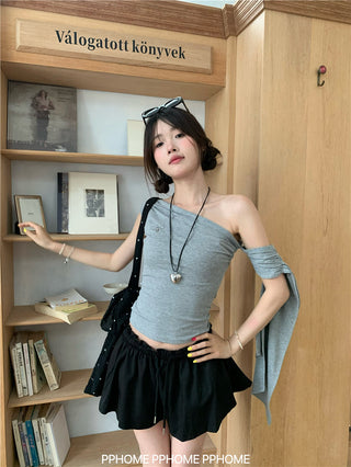 irregular shoulder tee top