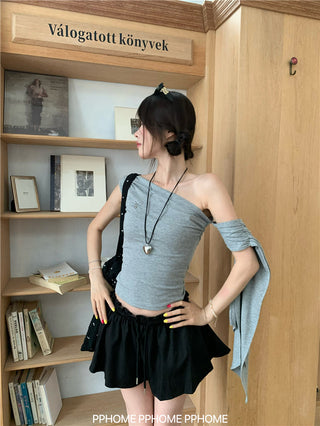irregular shoulder tee top
