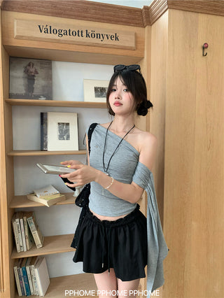 irregular shoulder tee top