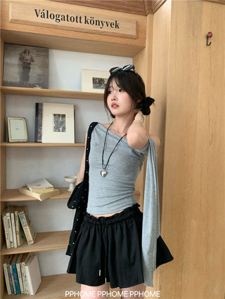 irregular shoulder tee top