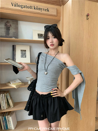 irregular shoulder tee top