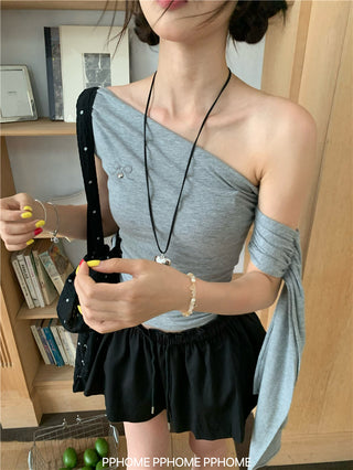 irregular shoulder tee top