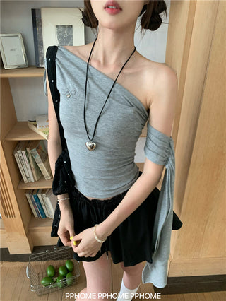 irregular shoulder tee top