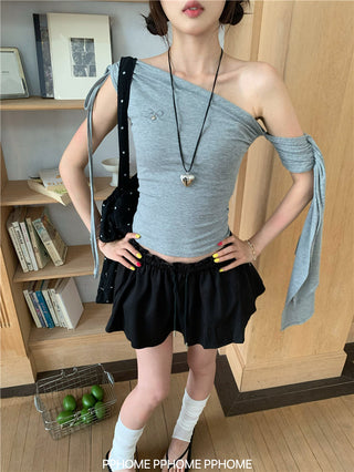 irregular shoulder tee top