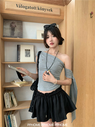 irregular shoulder tee top