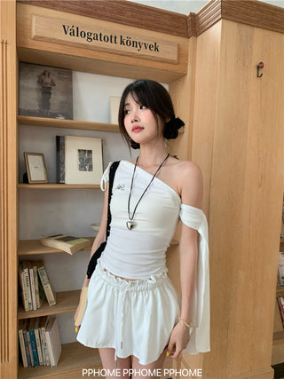 irregular shoulder tee top