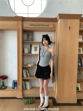 irregular shoulder tee top