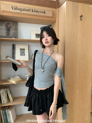 irregular shoulder tee top