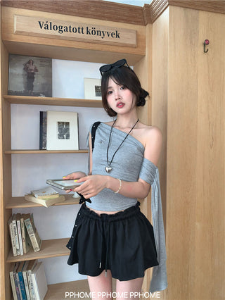 irregular shoulder tee top