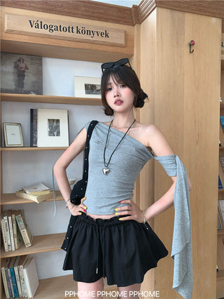 irregular shoulder tee top