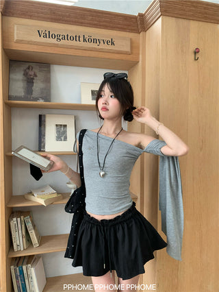 irregular shoulder tee top