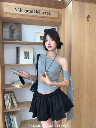 irregular shoulder tee top