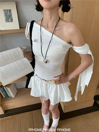 irregular shoulder tee top