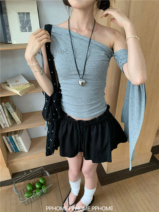 irregular shoulder tee top