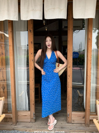 lace halter floral dress