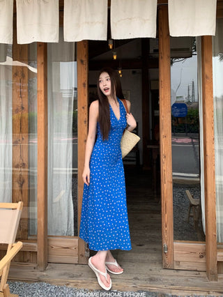 lace halter floral dress