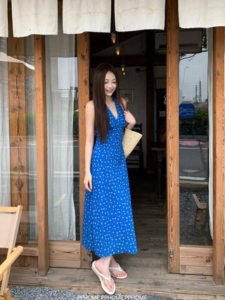 lace halter floral dress