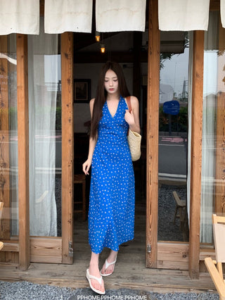 lace halter floral dress