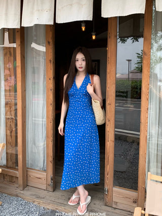 lace halter floral dress