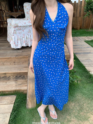 lace halter floral dress