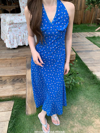 lace halter floral dress