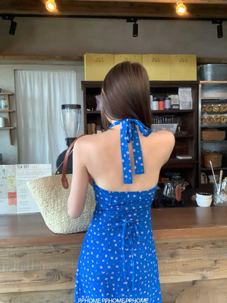 lace halter floral dress