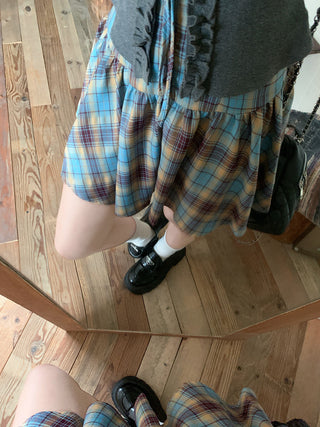 tie-neck plaid slip dress