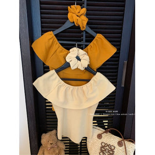 french ruffled slim top