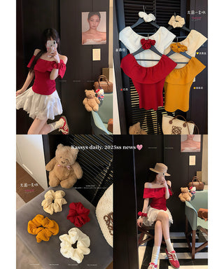 french ruffled slim top